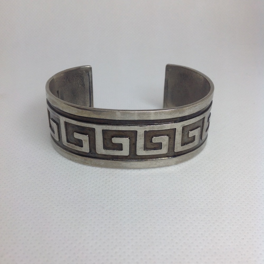 Vintage Solid Copper Peruvian Pattern Cuff Bracele - image 1